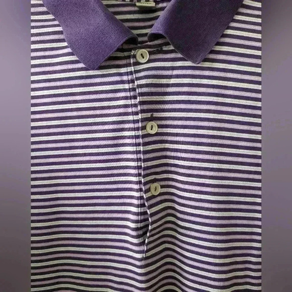 PETER MILLAR polo shirt for men size medium Purple and  White 100% cotton - Picture 3 of 8